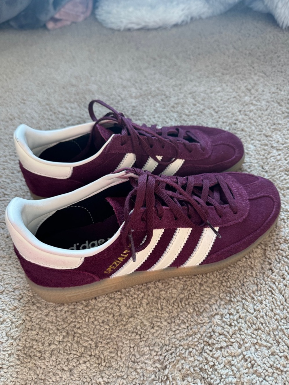 Adidas Spezial Burgundy Suede Sneakers with White Stripes - Picture 6 of 6